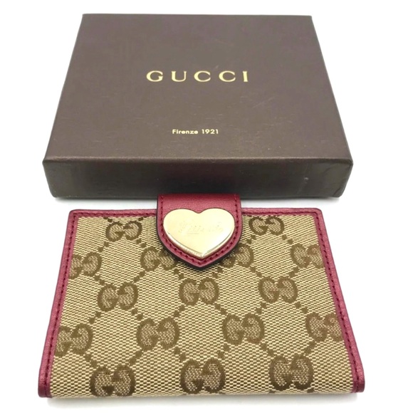 Gucci heart snap French wallet with metalic monogram bifold card wallet with box - Picture 1 of 14